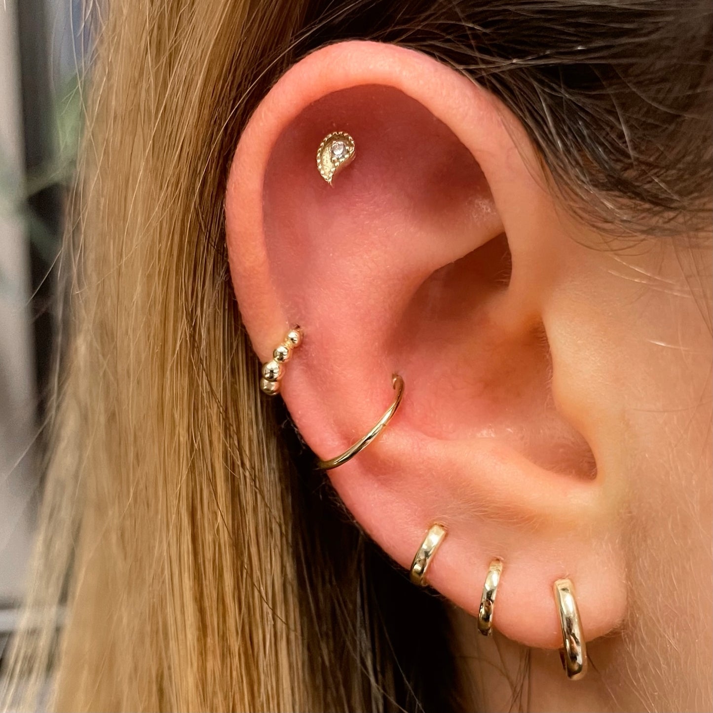 14k solid yellow gold 10mm 16g clicker hoop earring