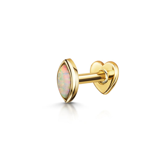 9k solid yellow gold opal marquise flat back labret stud - LAURA BOND jewellery