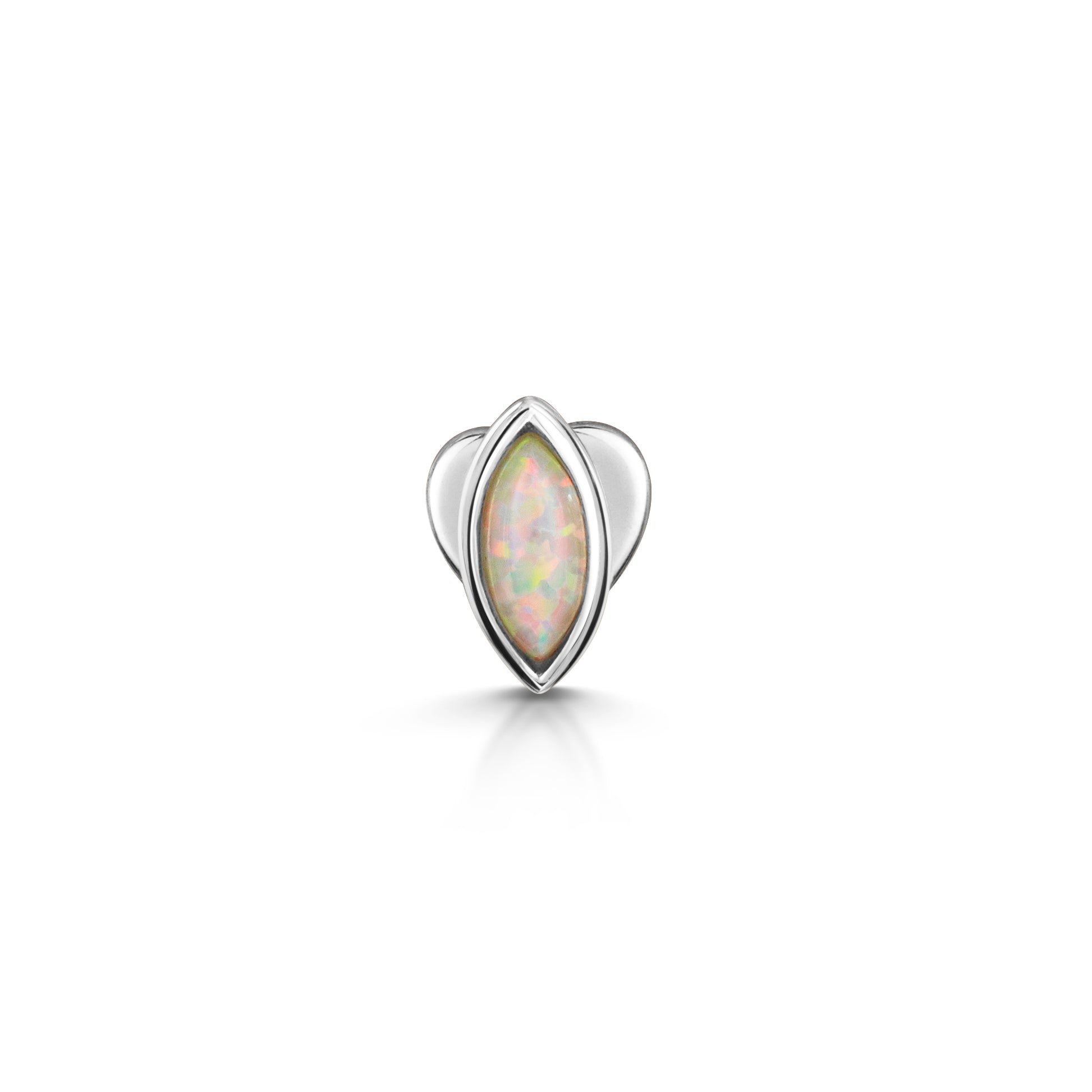 9k solid white gold opal marquise flat back labret stud - LAURA BOND jewellery