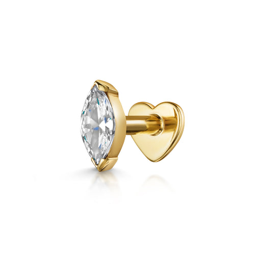 9k solid yellow gold marquise flat back labret stud - LAURA BOND jewellery