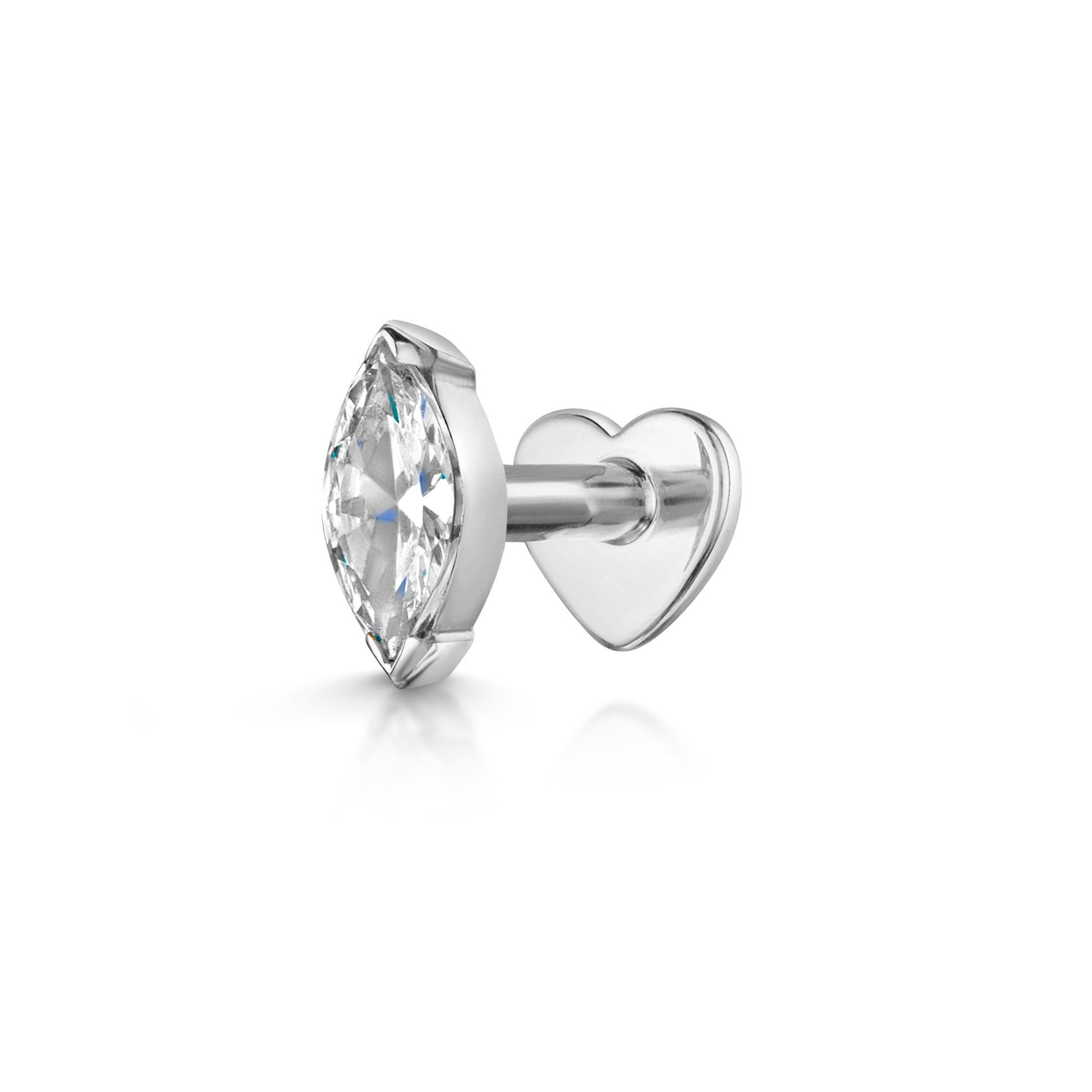 9k solid white gold marquise flat back labret stud - LAURA BOND jewellery