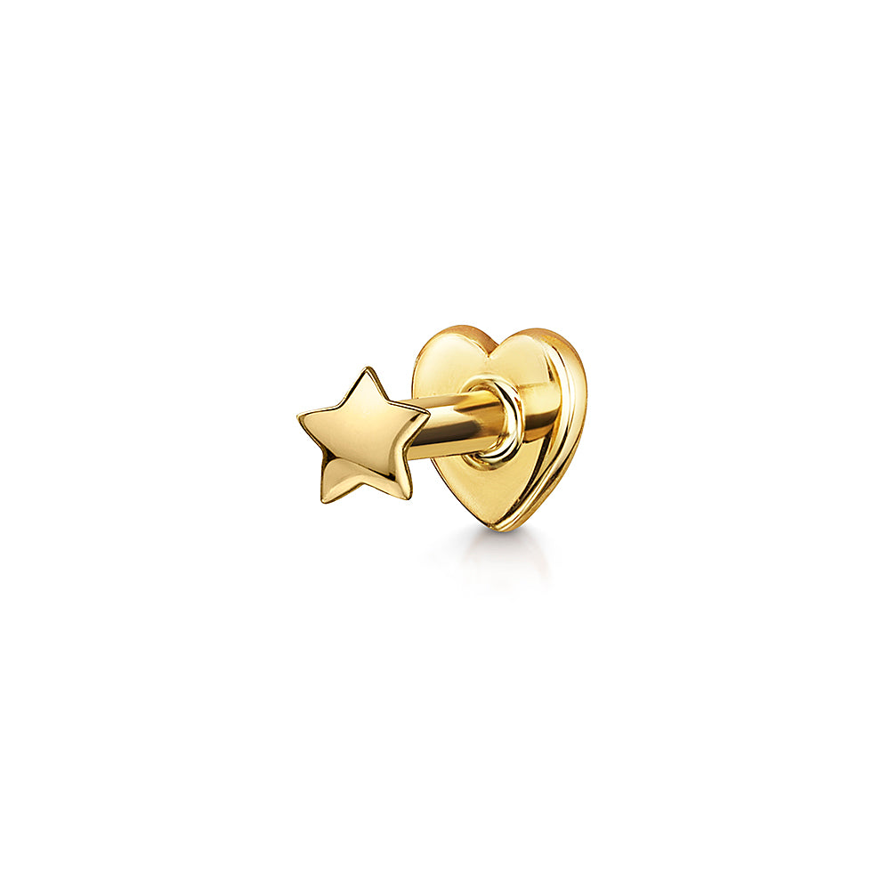9k solid yellow gold tiny star flat back labret stud - LAURA BOND jewellery