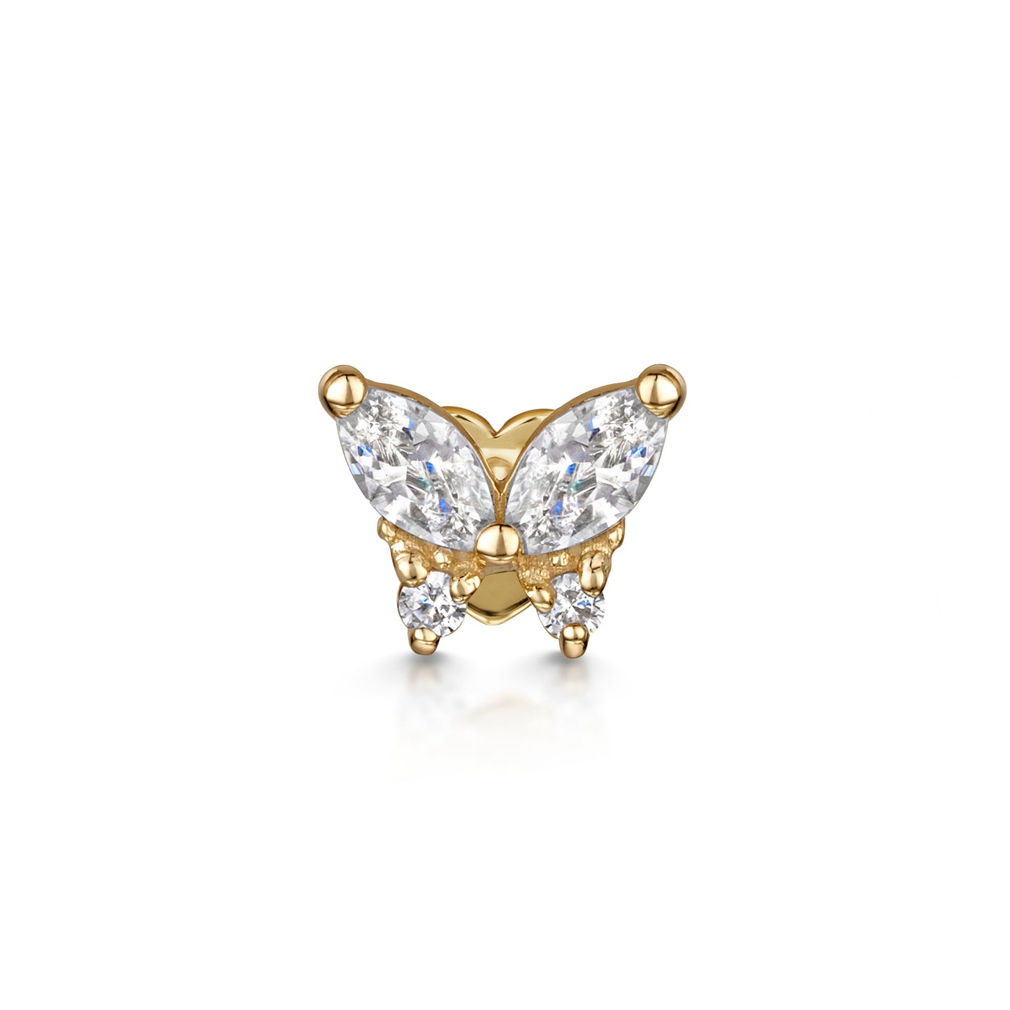 14k solid yellow gold butterfly flat back labret stud earring 8mm - LAURA BOND jewellery