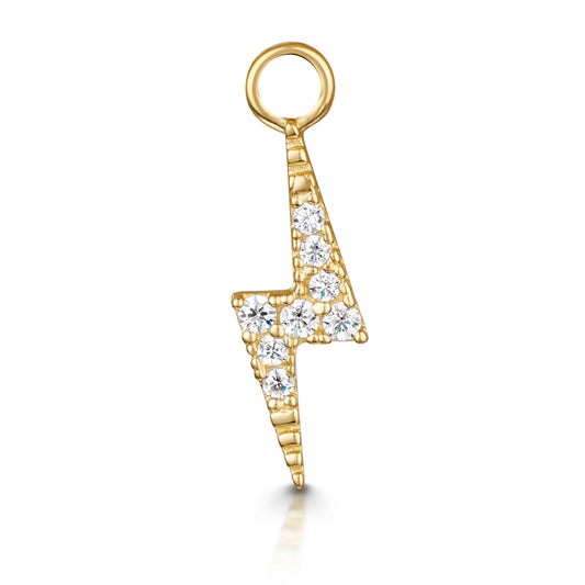 9k solid yellow gold crystal lightning bolt charm - LAURA BOND jewellery