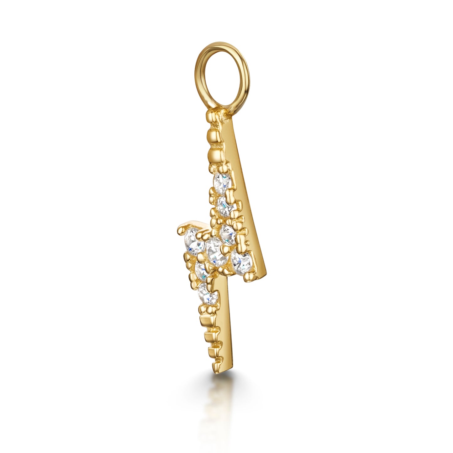 9k solid yellow gold crystal lightning bolt charm - LAURA BOND jewellery