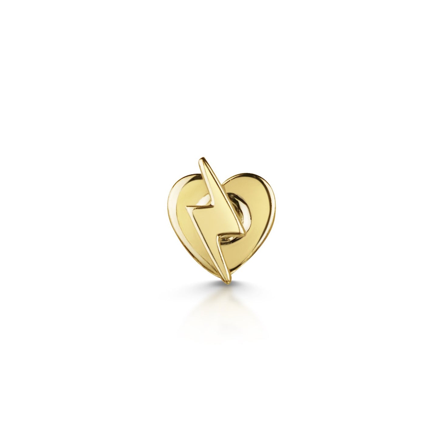 14k solid yellow gold tiny lightning bolt flat back labret stud earring 8mm - LAURA BOND jewellery