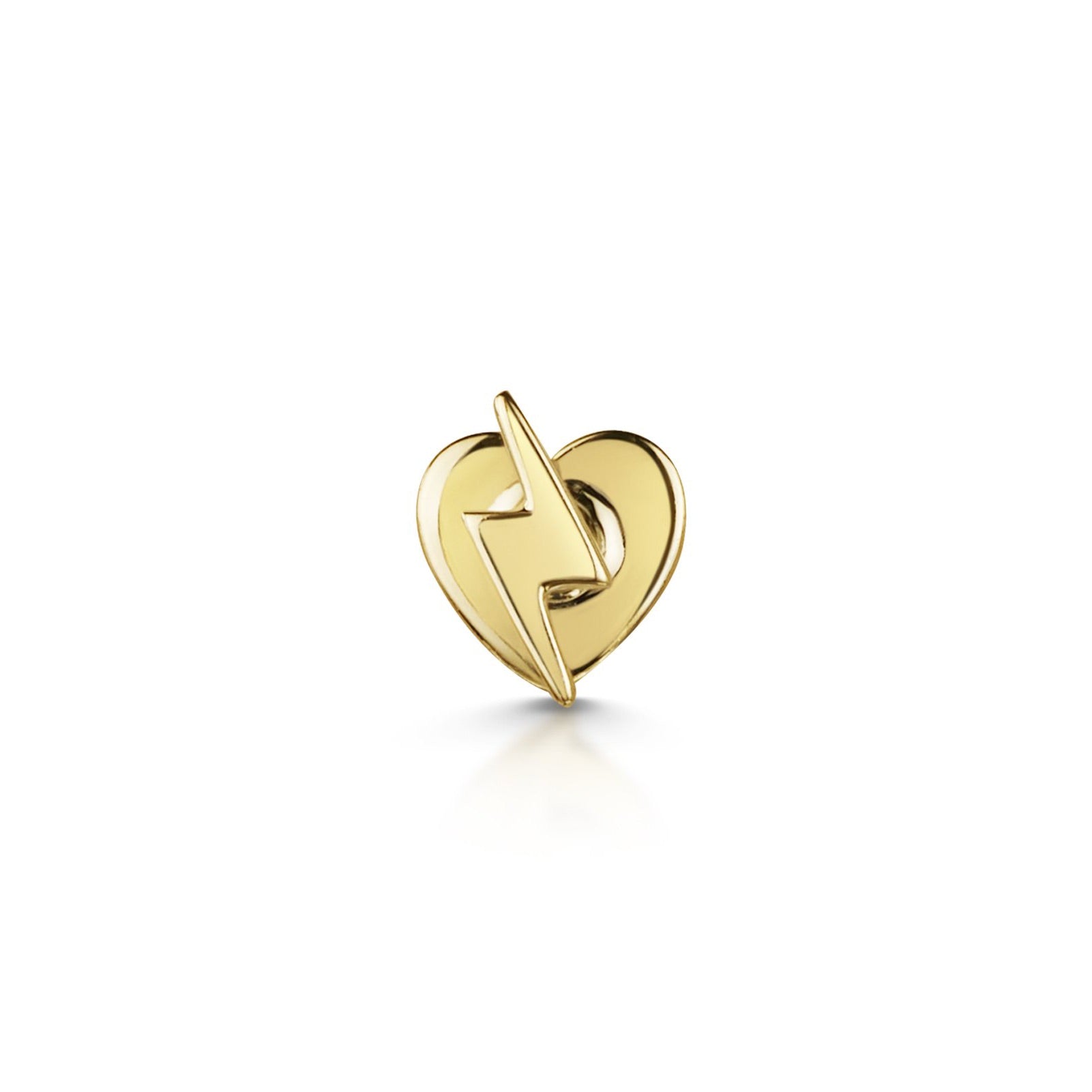 14k solid yellow gold tiny lightning bolt flat back labret stud earring 8mm - LAURA BOND jewellery