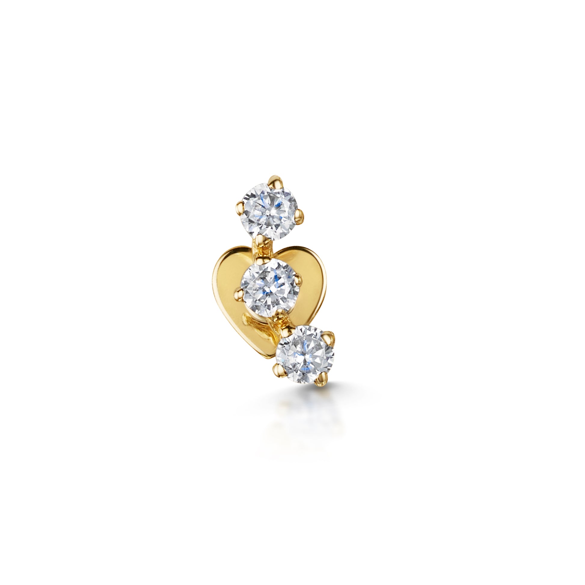 14k solid yellow gold trinity crystal flat back labret stud earring 8mm Cartilage Studs Laura Bond Maria Tash