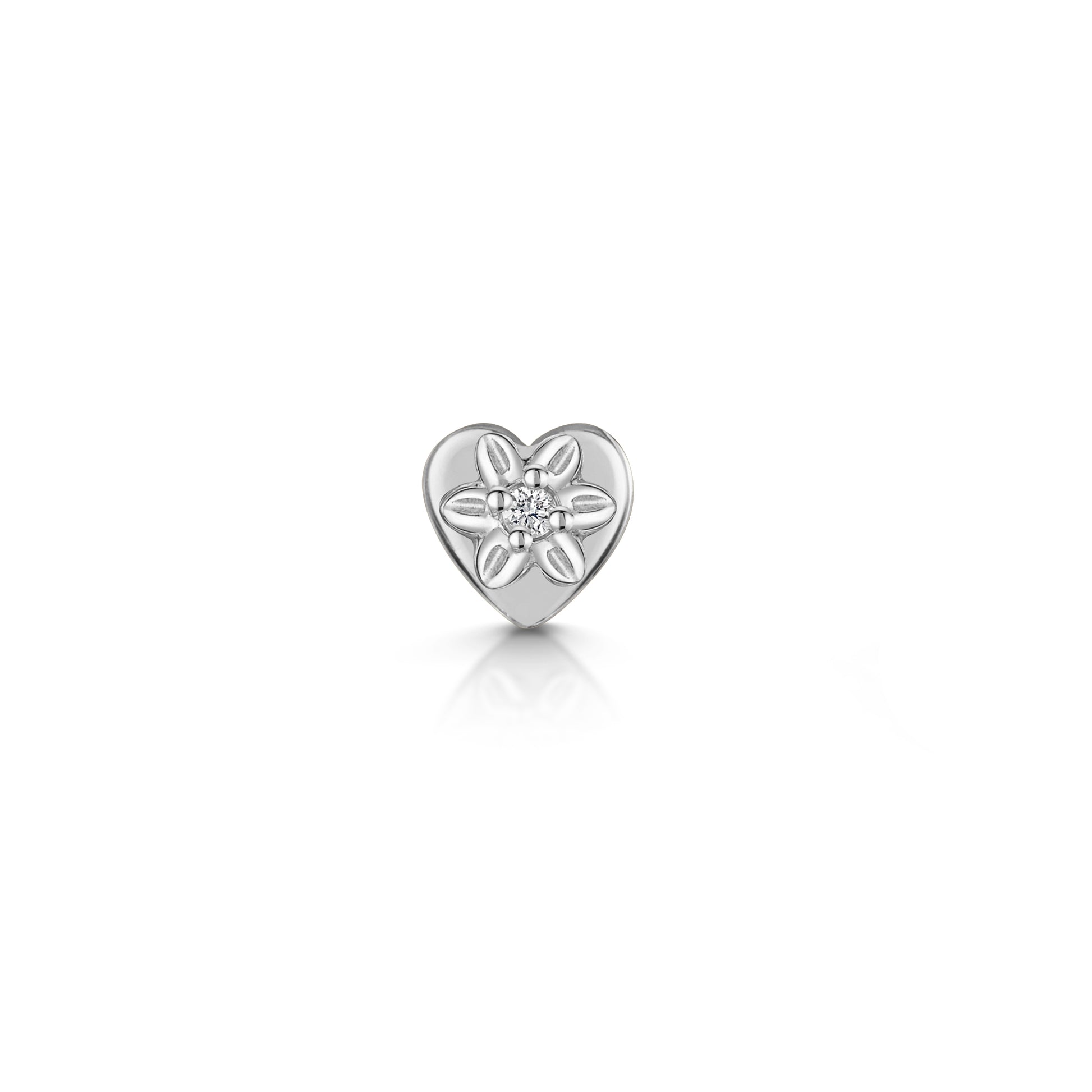 14k solid white gold Forget Me Not tiny flower flat back labret stud earring 8mm - LAURA BOND jewellery