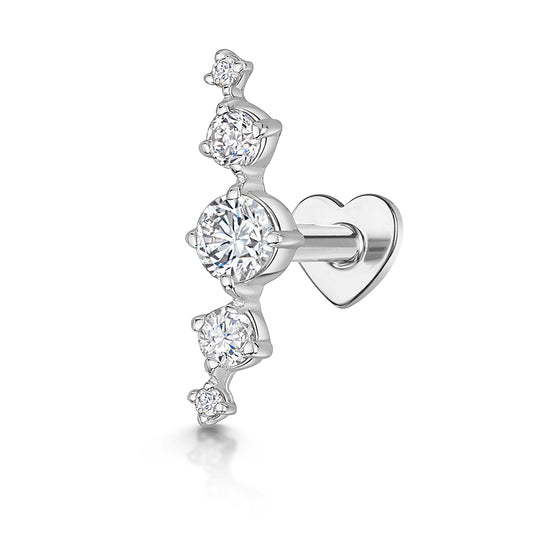 14k solid white gold Astraea flat back labret stud earring 8mm Cartilage Studs Laura Bond Maria Tash astrid miyu