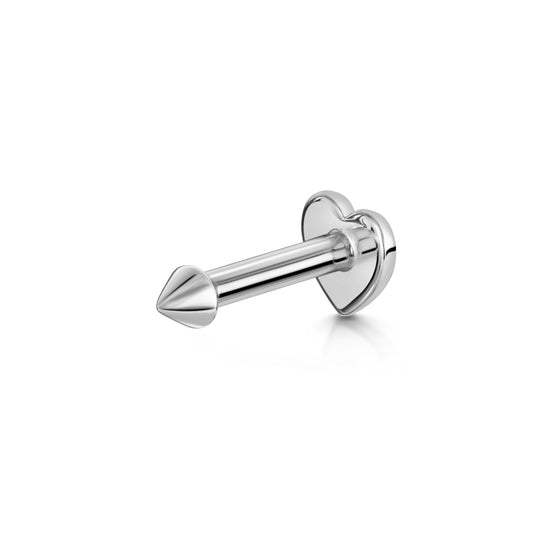 9k solid white gold tiny spike flat back labret stud earring - LAURA BOND jewellery