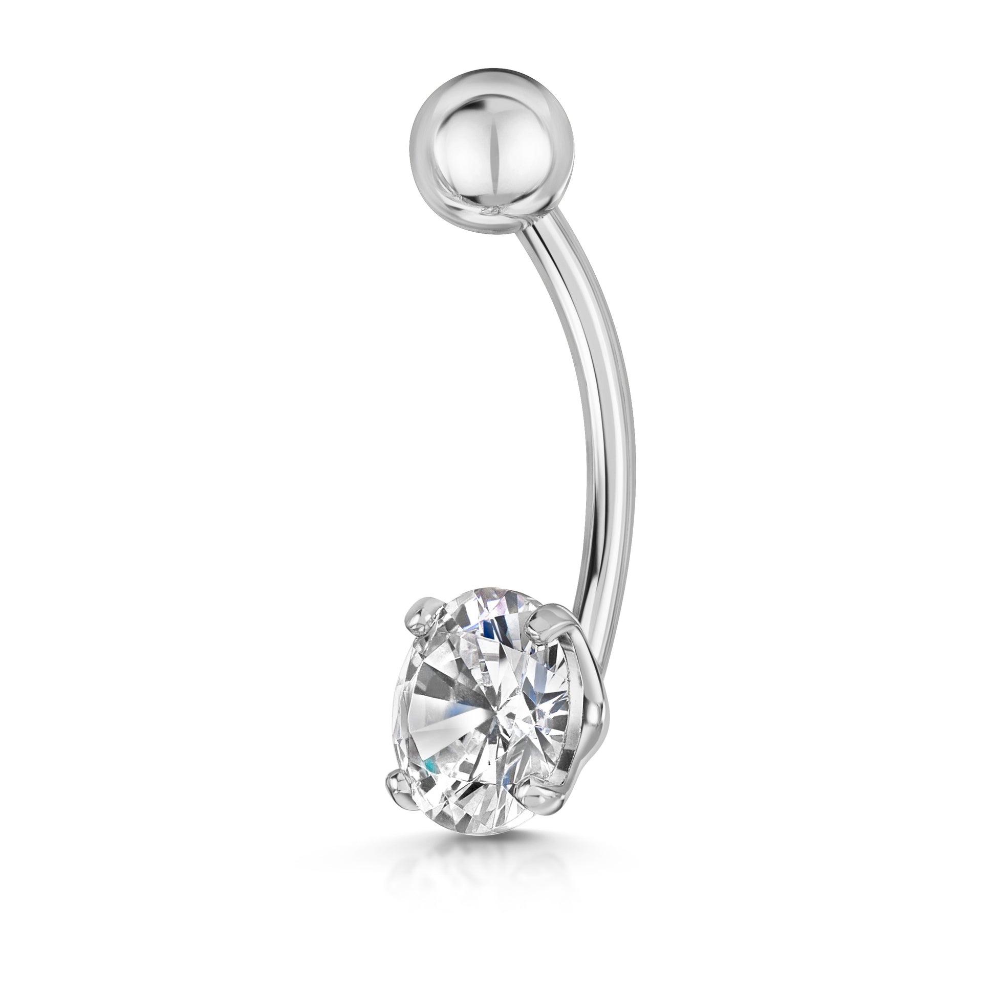 9k solid white gold brilliant cut crystal banana bar for belly button Banana Bars LAURA BOND Maria Tash