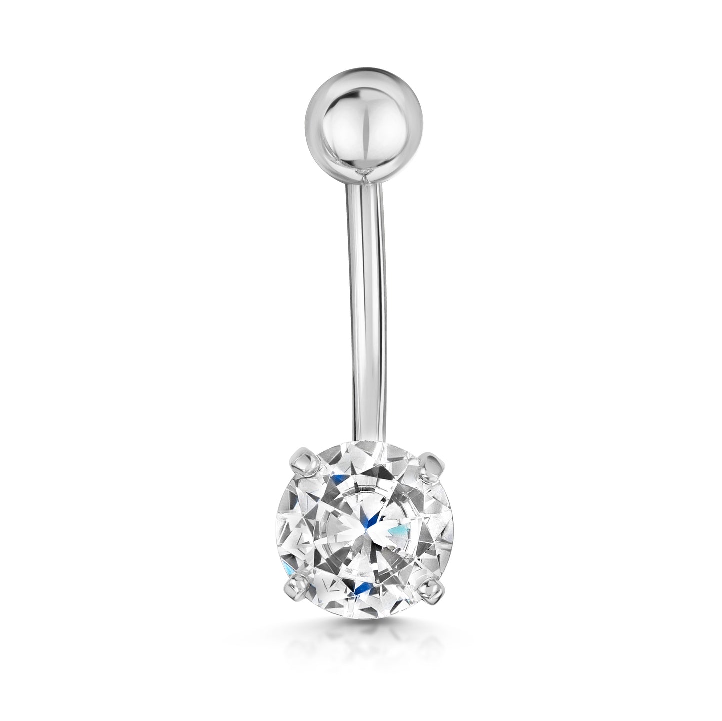 9k solid white gold brilliant cut crystal banana bar for belly button Banana Bars LAURA BOND Maria Tash