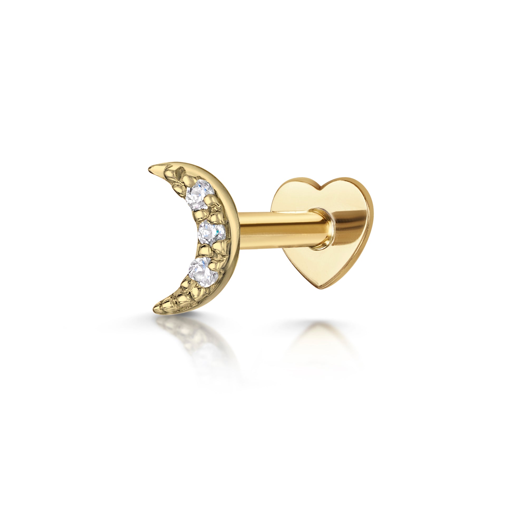 9k solid yellow gold crystal moon stud earring - LAURA BOND jewellery