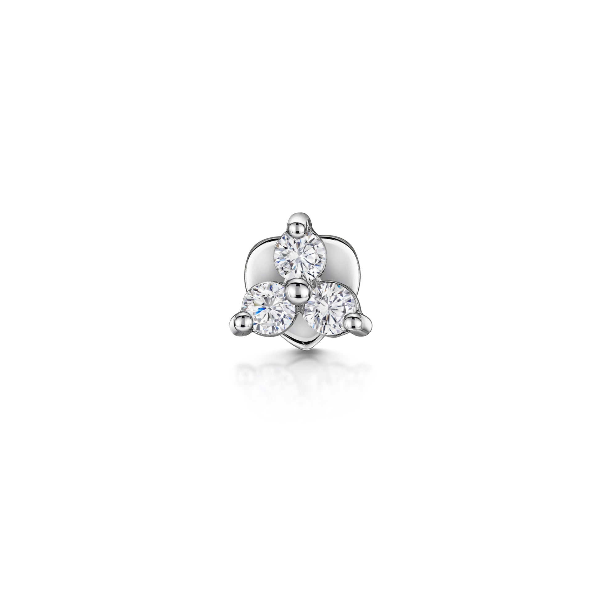 14k solid white gold crystal trio flat back labret stud earring 8mm Cartilage Studs Laura Bond Maria Tash